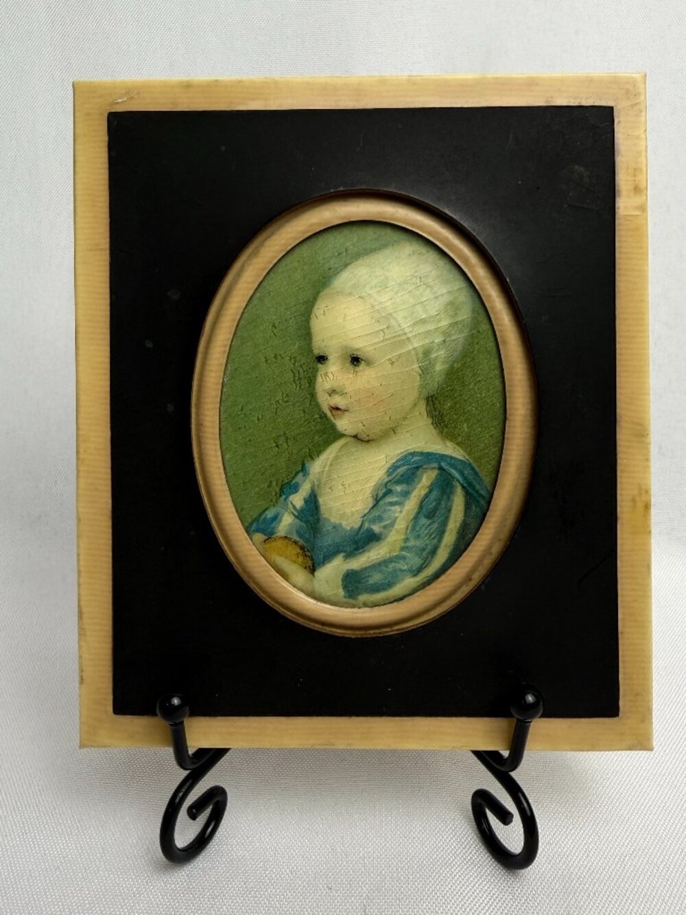 Miniature Vintage Antique Framed Portrait “Baby Stuart” by Anton Van Dyck Italy